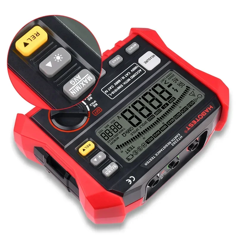 HT2302 Insulation Resistance Tester Earth Ground Resistance Tester Digital Megohmmeter Meter 100 Groups Data Storage