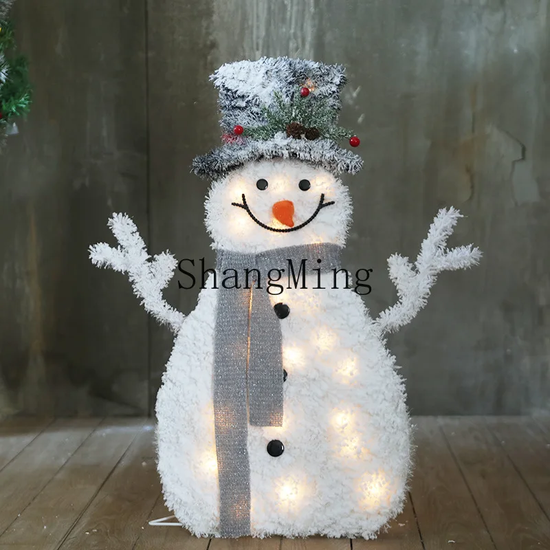 

ZYY Christmas retro flocking wrought iron desktop ornament home living room ornament ornament