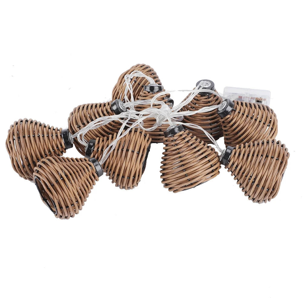 10Pcs Rattan Lamps String Light LED Rattan Balls Fairy Lights Wedding Home DIY Decoration