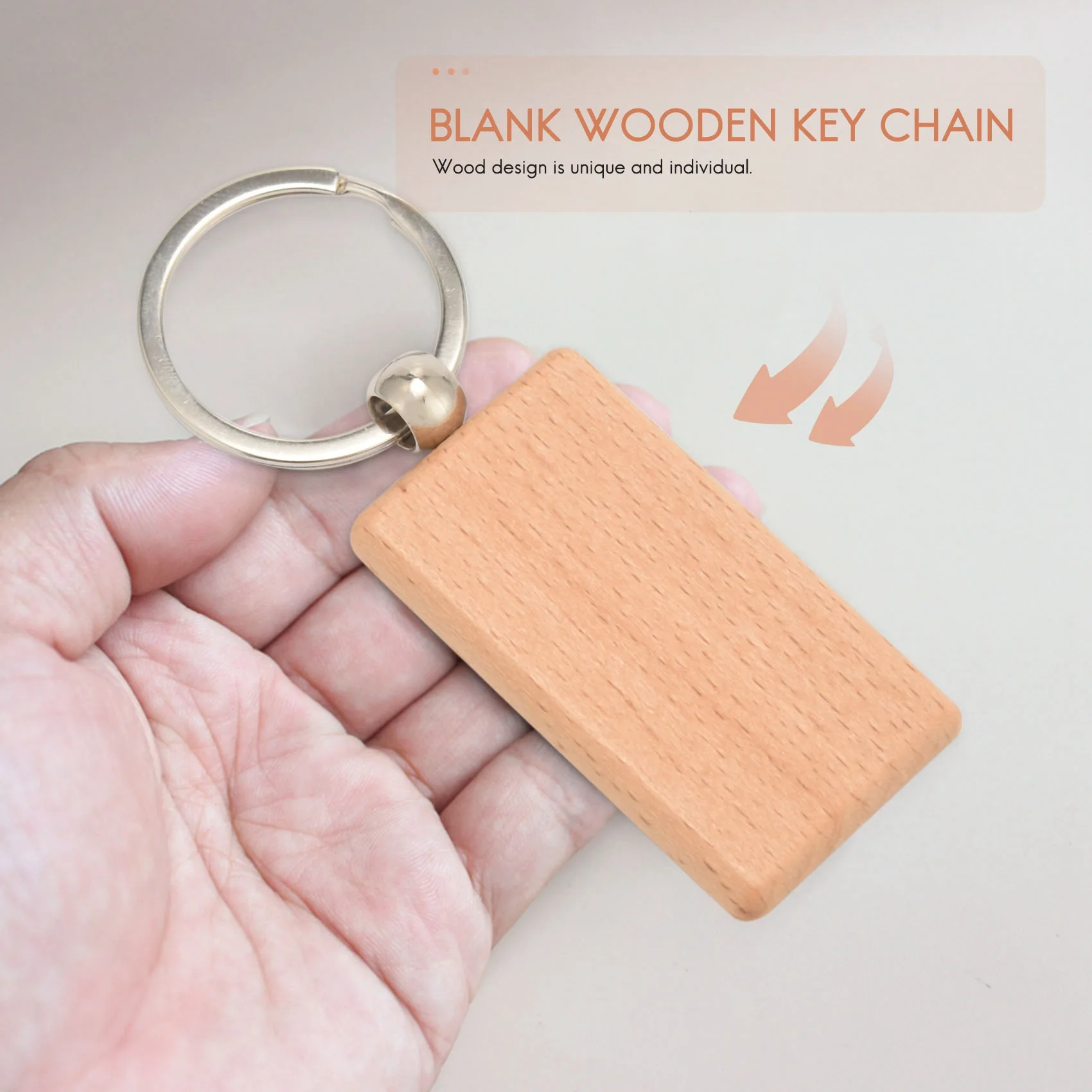 30Pcs Blank Rectangle Wooden Key Chain Diy Wood Keychains Key Tags Can Engrave Diy Gifts