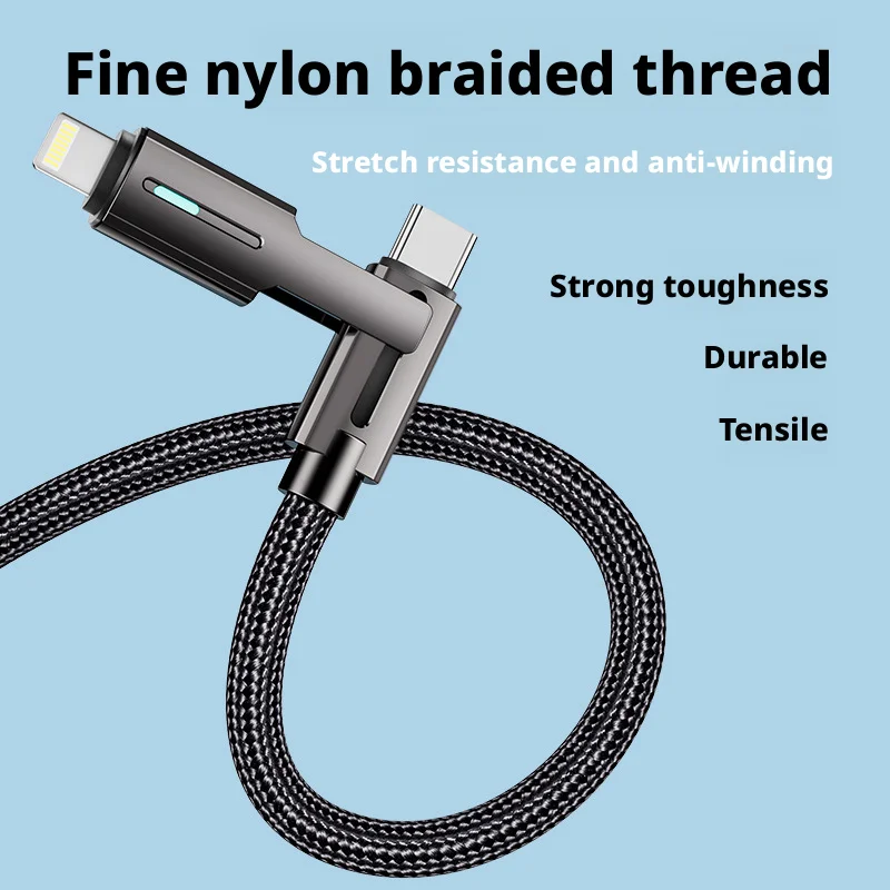 ANSEIP 4 في 1 100 واط 2 متر USB نوع C كابل البرق شحن سريع سلك بيانات الهاتف آيفون 7-17 سامسونج الهاتف USB-A سلك شاحن