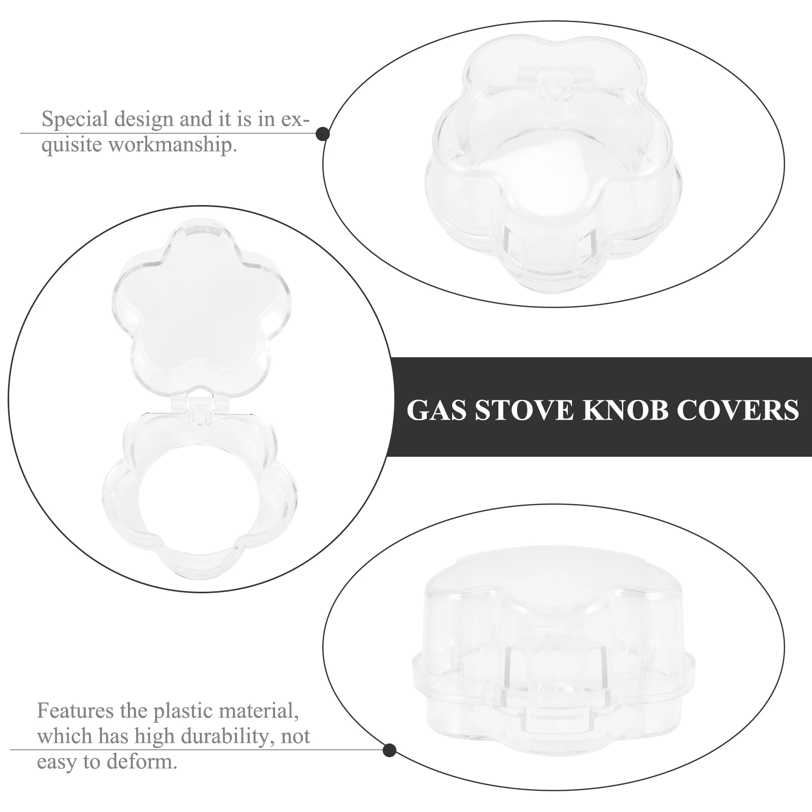 

4pcs Gas Stove Knob Covers Child Safety Guards Oven Knob Protector Plastic Reliable Easy Install Translucent Design Prevent