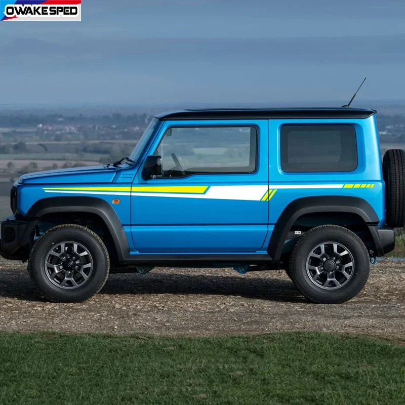 Car Boby Door Side Sport Stripes Decals Kit For JIMNY JB64W JB74W 3 Doors DIY Vinyl Stickers OFF ROAD Styling Flim