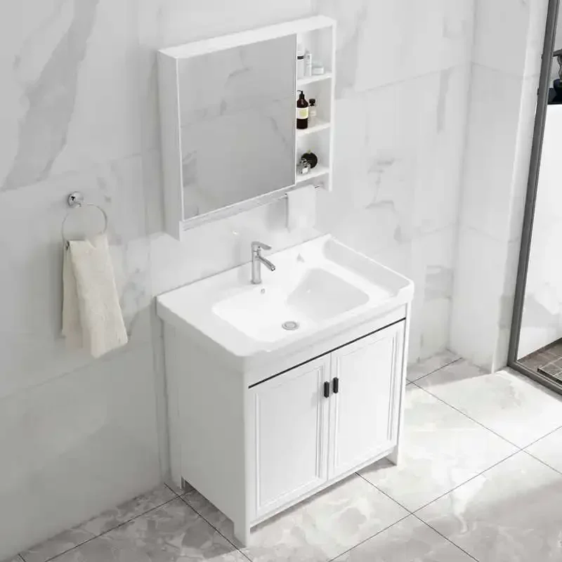 Minimalist Modern Floor Mounted Bathroom Cabinets with Mirror Washbasin Bathroom Vanity Storage Cabinet with Sink Home Furniture