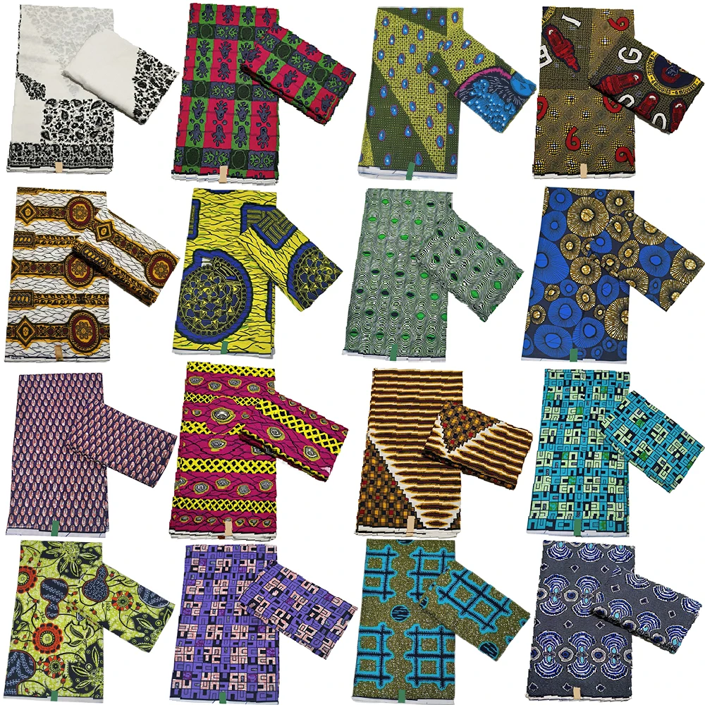 African Wax Fabric Veritable Wax Nigerian Ankara Block Prints Batik Fabric Dutch Pagne 100% Cotton For Sewing VL-1-858