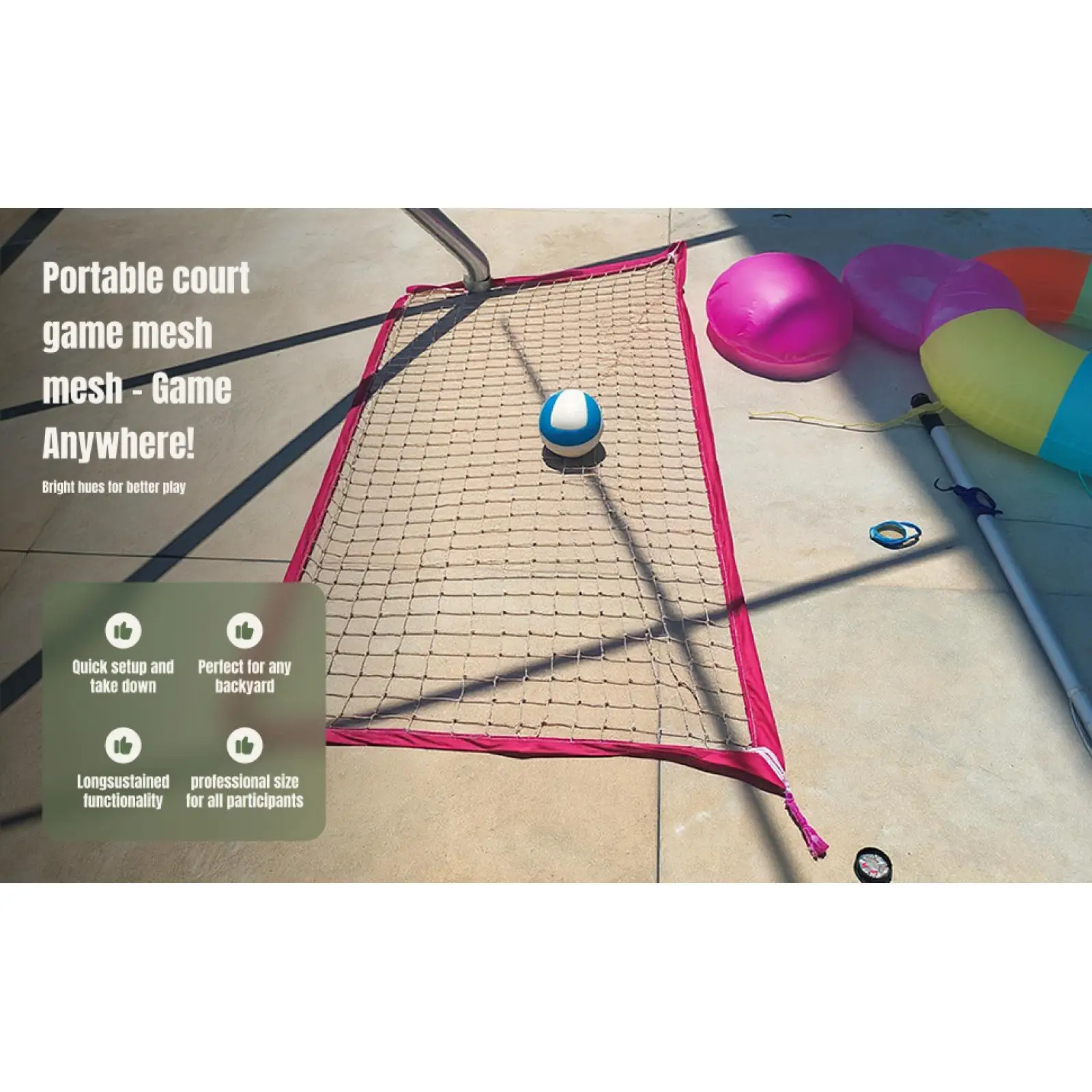 

Сетка для волейбола в бассейне 15 x 3 фута, простая установка, сверхмощная универсальная тренировка по волейболу