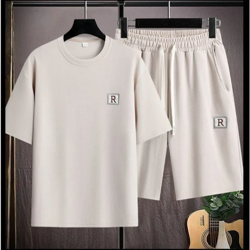 

Men's Trendy Fashion Summer Casual Matching Set Korean Style Sport Loose Breathable Short Sleeve T Shirt