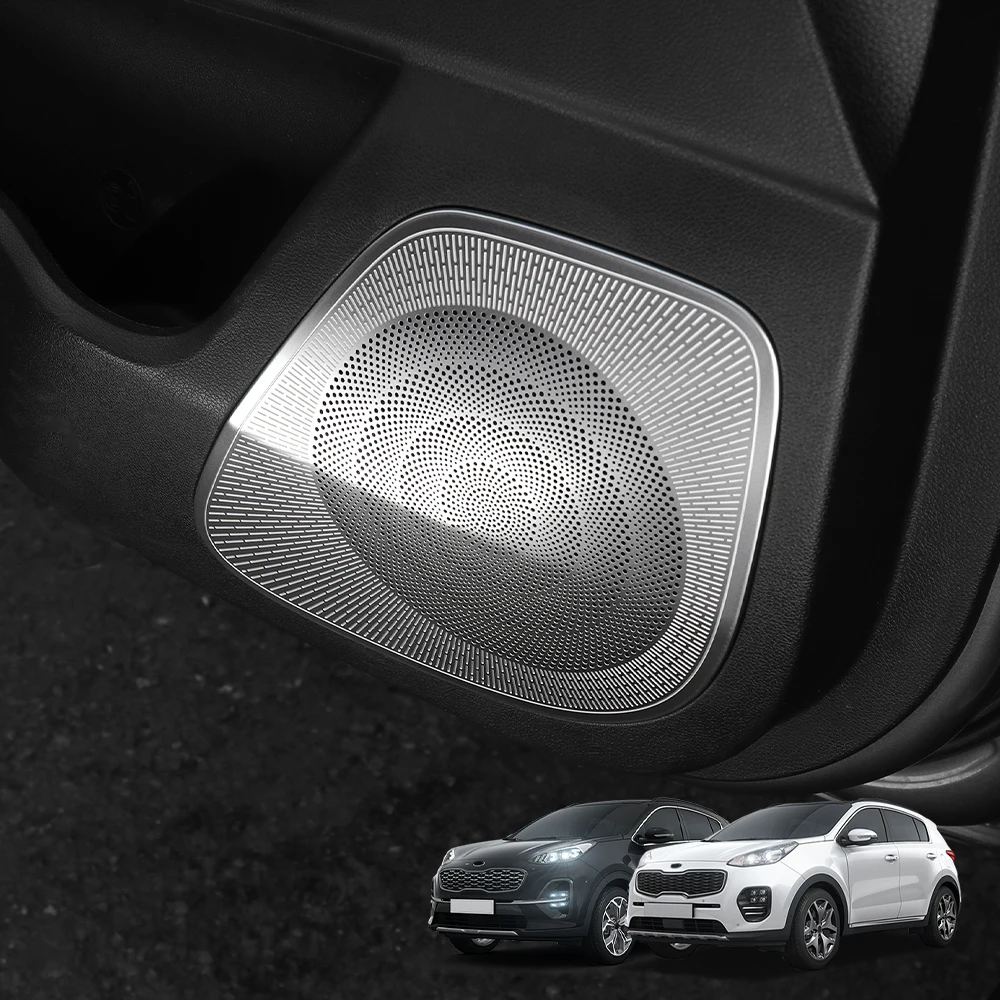 

Interior Accessories Silver Stainless Steel Car Door Speaker Decoration Covers Trim For Kia Sportage 2015-2021 Car Suppli