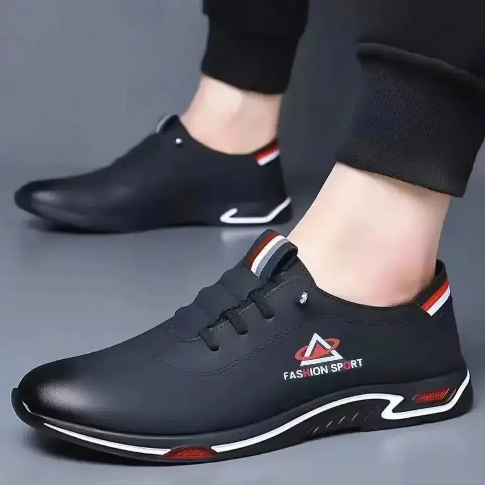 2024Men's Shoes Fashion Soft Soled Men Casual Shoes British Style Formal Shoes Breathable Lace-Up Bottom Light SneakersMale Size