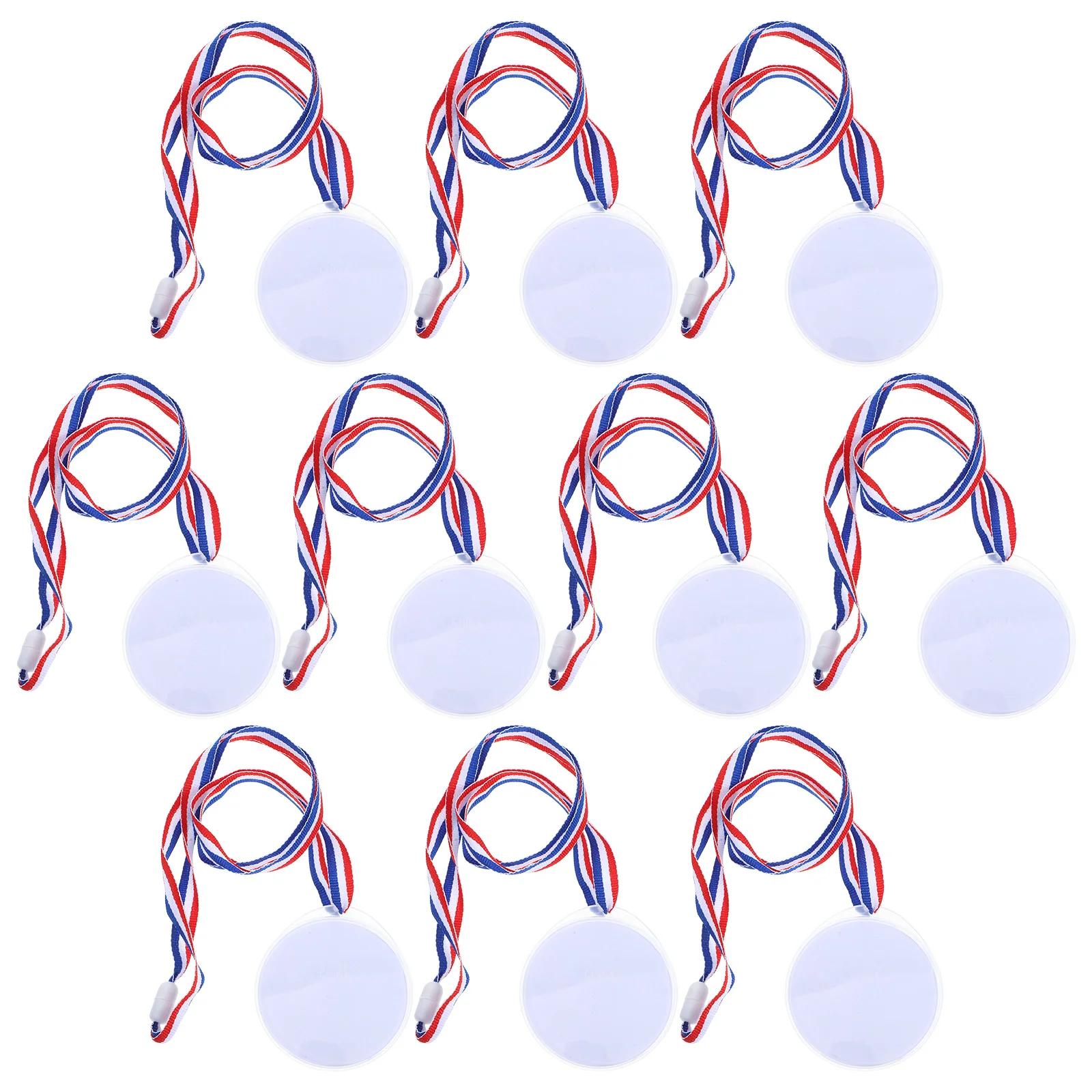 

10 Pcs Custom Medal Lanyards Ribbon Medals Golden Kids Match Fun Craft Activity Manual Child