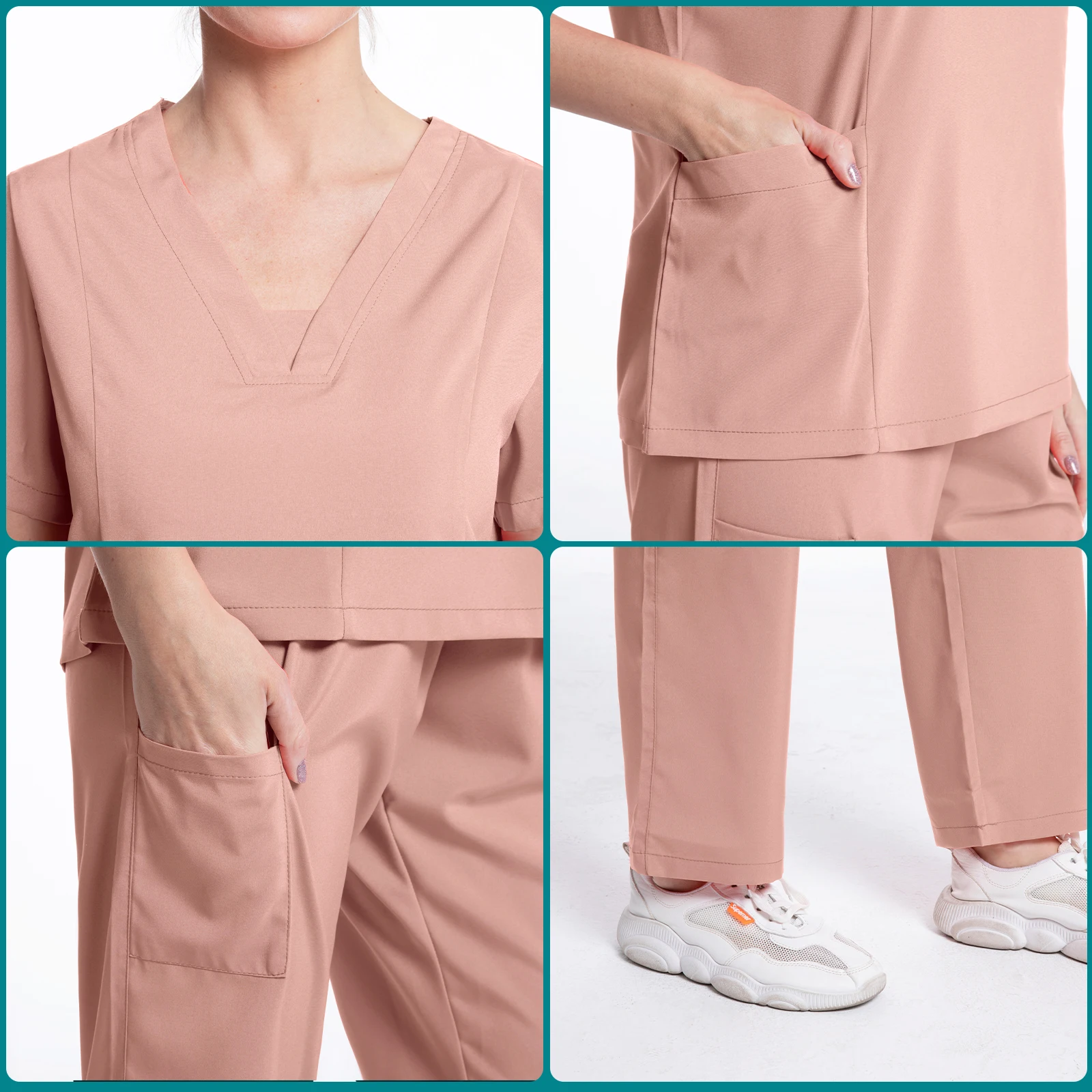 Uniforme médico de enfermera de alta calidad, conjunto de ropa de trabajo para el cuidado de mascotas, bata quirúrgica de manga corta, pantalones elásticos