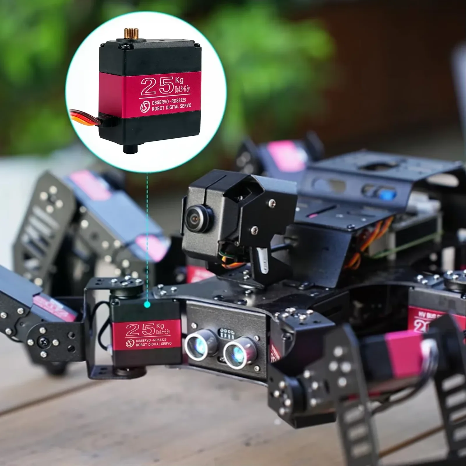 RDS3225 Servo de metal digital de 25 kg 6 V resistente al agua IP66 eje dual de 180/270 grados para modelos robóticos/RC