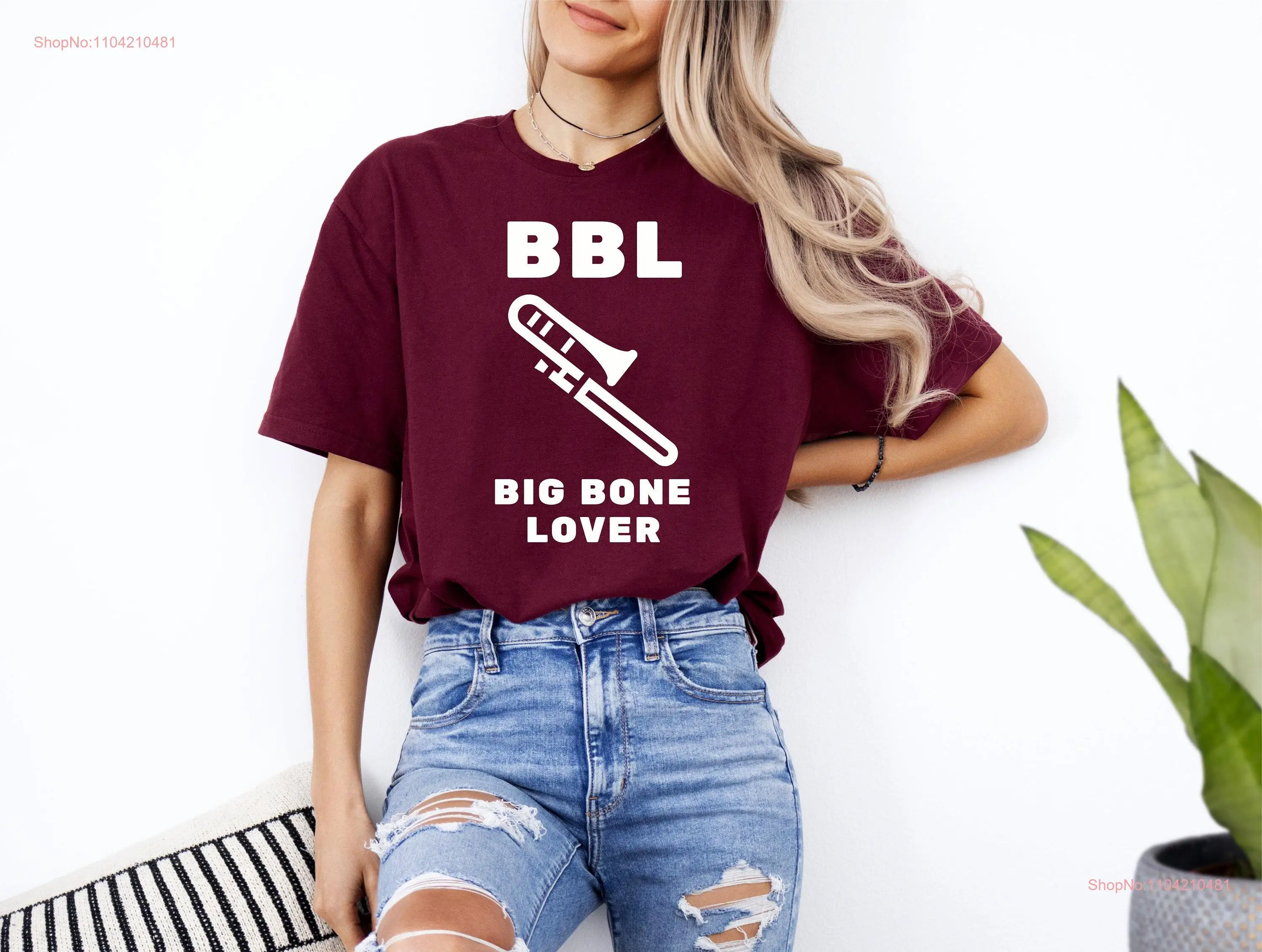 

BBL Big Bone Lover Funny T Shirt for Trombone Players Music Teachers and Students Musician Relatable Design Classical