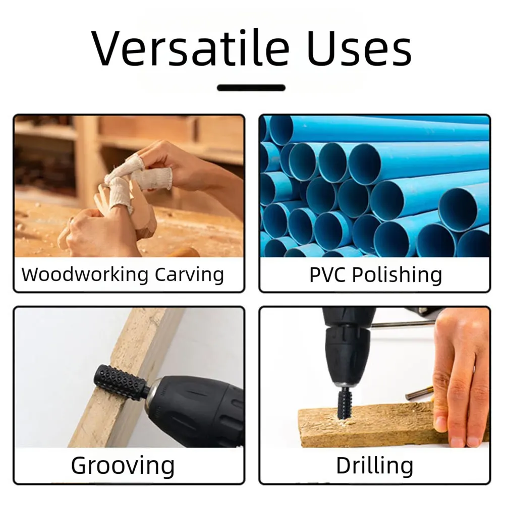 6 Piece Carbide Steel Grinding Head Set for DIY Projects Featuring Double Cut Design for Efficient Material Removal