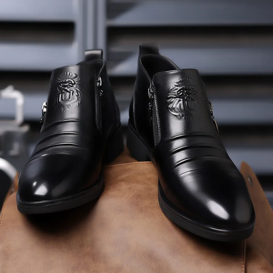Herren Chelsea Boots in Übergröße, mit seitlichem Reißverschluss, runder Zehenpartie, lässige Stiefeletten für den Alltag und Winteranlässe – Detail 5
