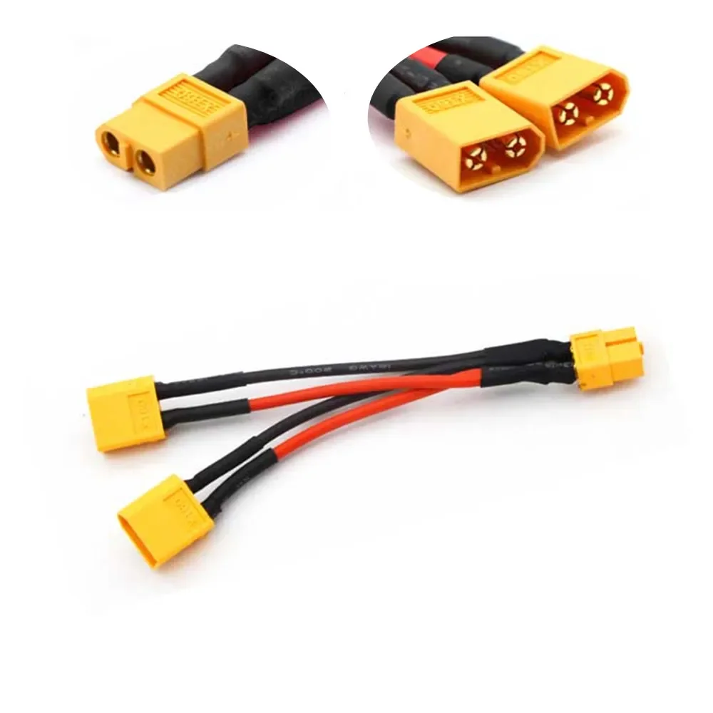 Remote control drone parallel battery connector cable 100mm/xt60/xt30T connector F/M-Y extension 14AWG silicone rubber