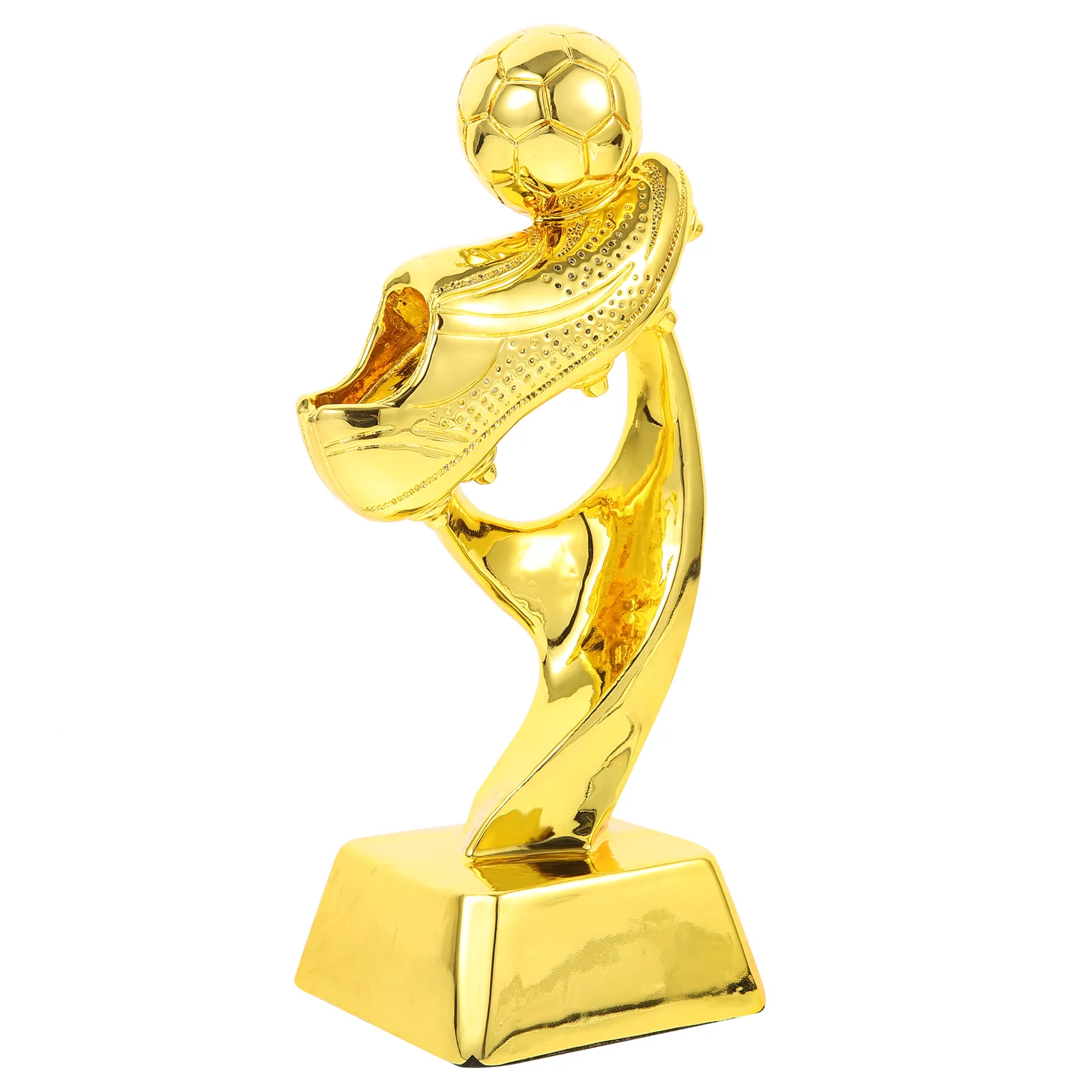 Mini Resin Football Trophy Plating Soccer Match Award Toy with Base for School Kindergarten (Golden)