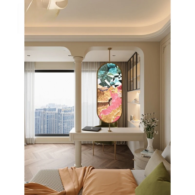 Enamel hand-painted glass makeup mirror, French cream villa bedroom dresser hanging mirror