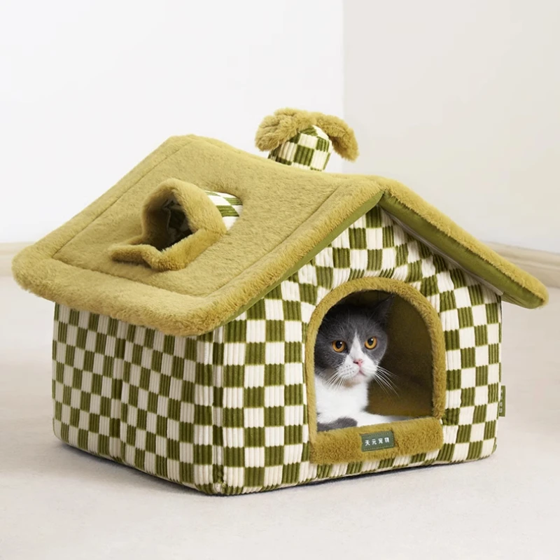 

Winter Warm Dog House Kennel Bed Mat for Small Medium Dogs Cats Enclosed Cat Bed Nest Pet Products Basket Pets Puppy Cave Sofa