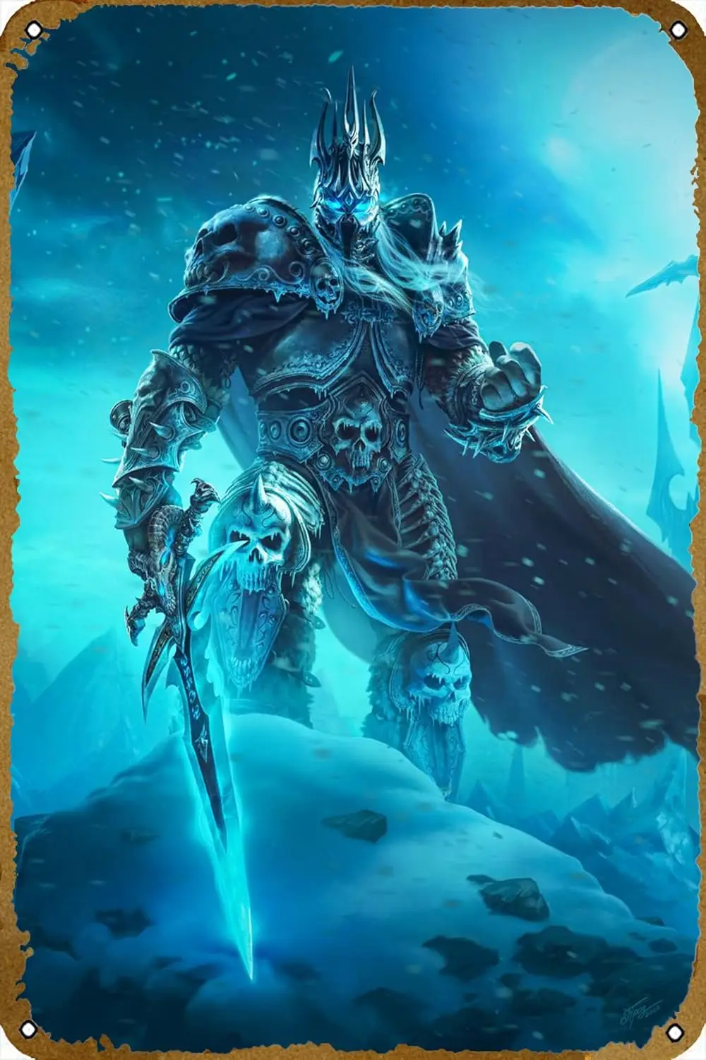 Lich King Poster Video Game Metal Tin Sign Gaming Cool Wall Decor Gifts for Gamers 12x8 inch