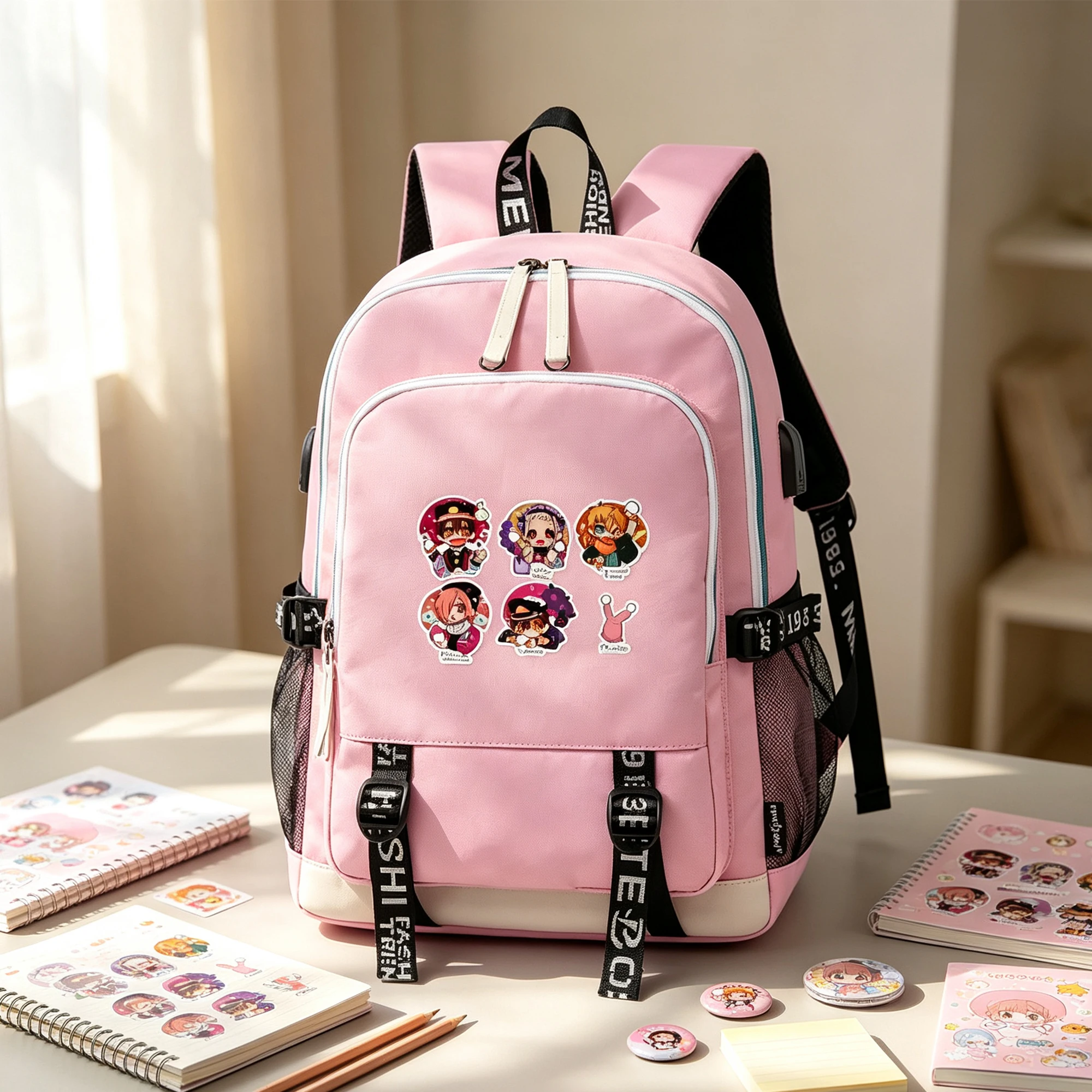 Toilet‑Bound Hanako‑kun Anime Students Backpack Oxford USB Charging Laptop School Bag Cartoon Travel Bookbag Mochila Feminina
