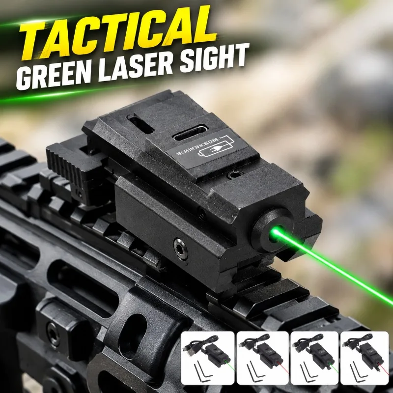 Tactical Undermount Low Profile Rail Infrared Laser Aimer Mini Green Beam Locator USB Charging Outdoor Model Accessory