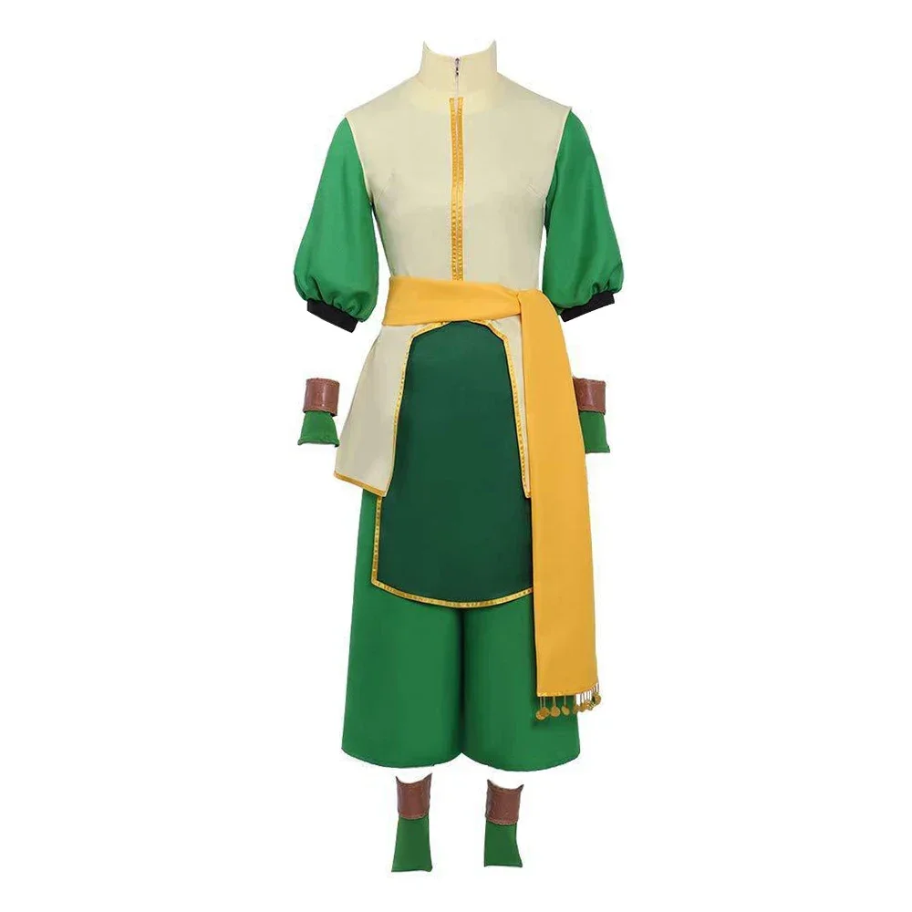 Anime Avatar The Last Airbender Toph Beifong Cosplay Costume Vest Pants Suit Outfit Halloween Woman Man Carnival Roleplay Clothe - view 4