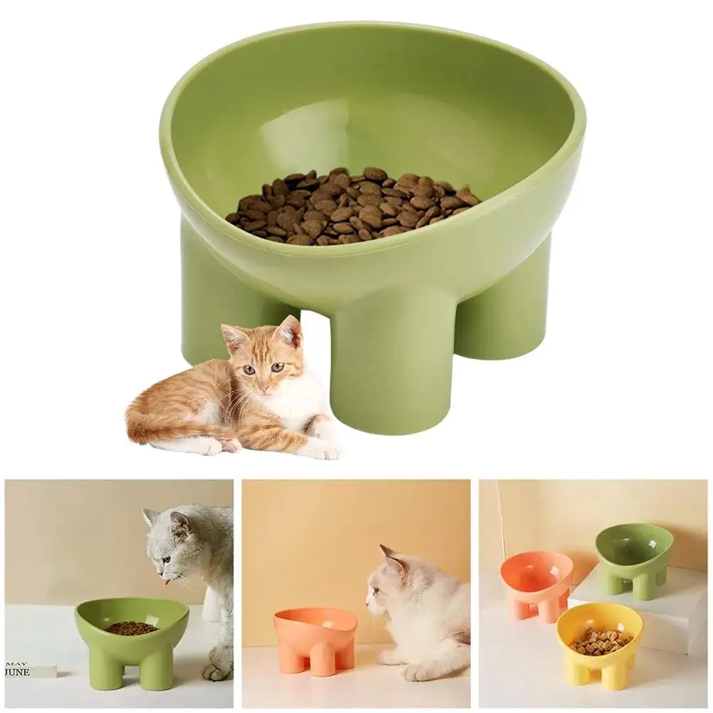 Pet Products Macaron Color Elephant Leg Bowl Neck Guard Miter Cat Bowl Anti-upset Plastic Pet Bowl Tall Cat Bowl