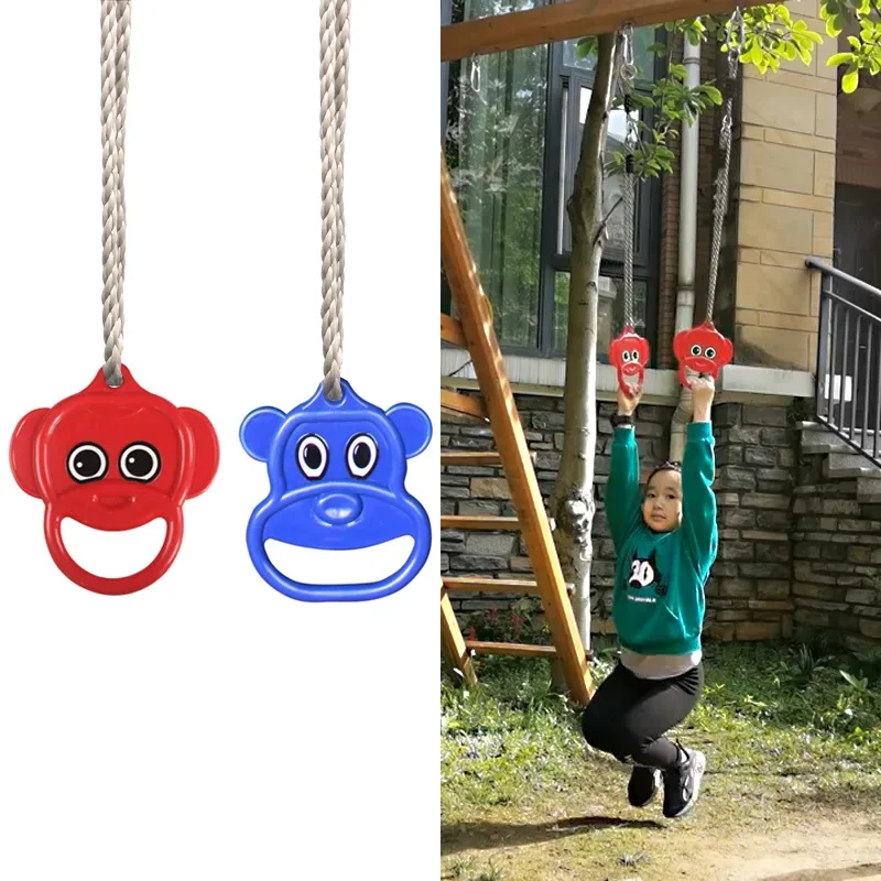 Children\'s Outdoor Swing Cartoon Animal Avatar Toy Indoor Hanging Ring Arm Strength Trainer Kids Growth Accessories