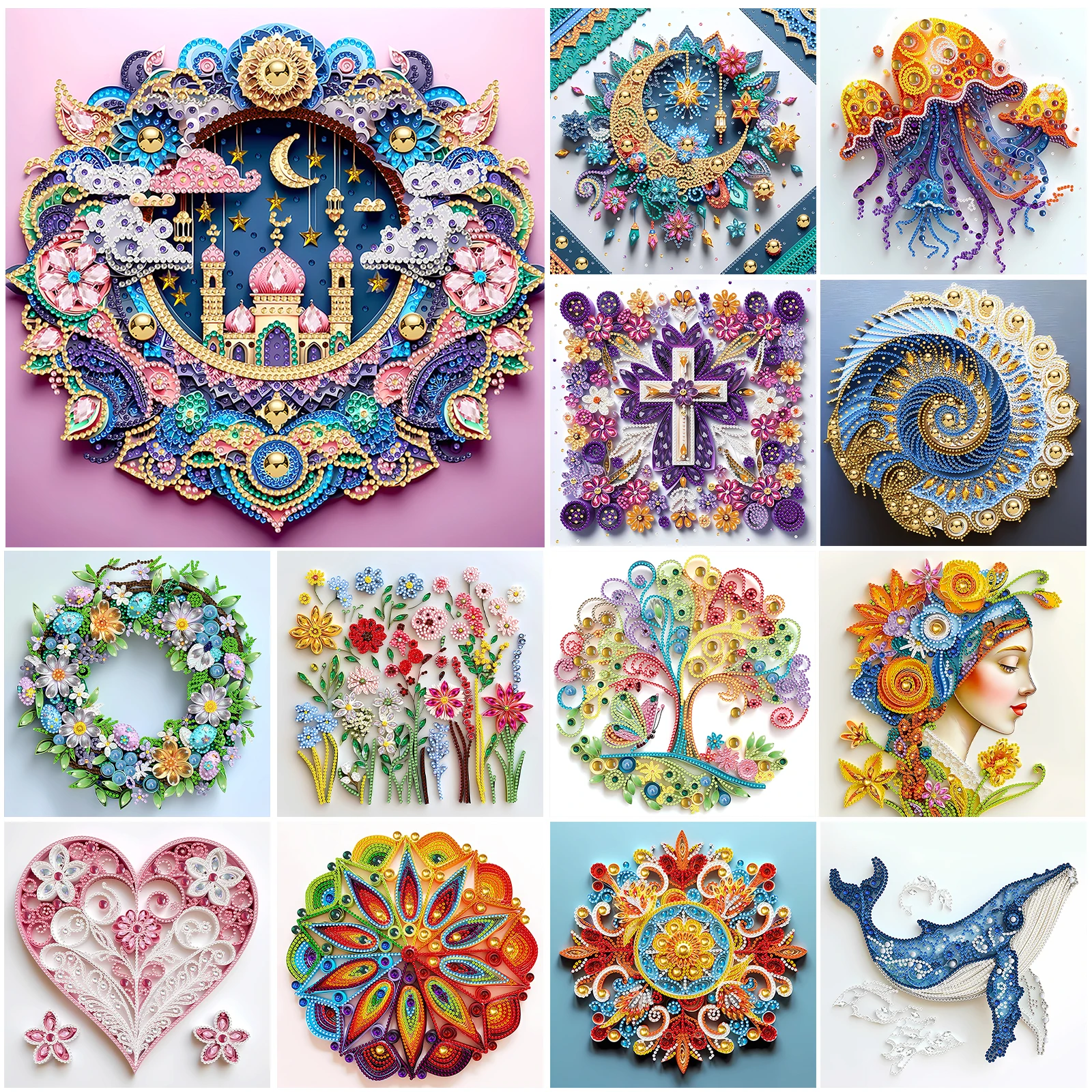 

Abstract Special Shape Quilling DIY Partial Drill Diamond Art Kit 30x30cm Crystal Diamond Art for Adults Beginners Home Decor