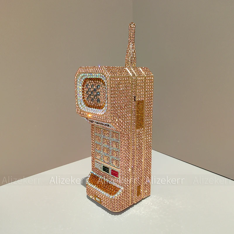 Alizekerr Cellphone Shaped Diamond Evening Bags Women 2025 Gorgeous Bling Rhinestone Metallic Purses And Handbags Wedding Party image 3