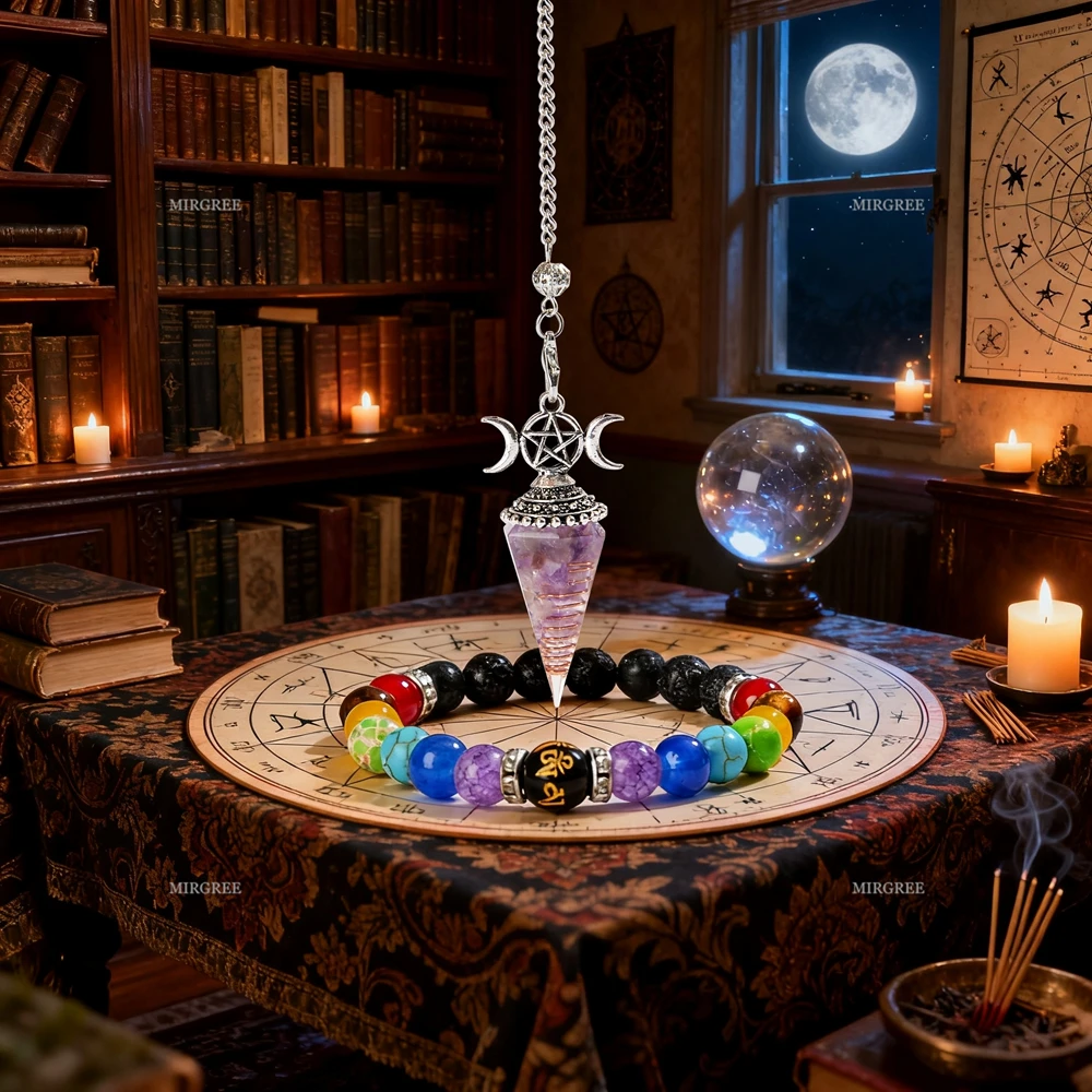 2pcs Healing Chakra Bracelet and Pendulum Kit for Spiritual Growth, Meditation, and Spiritual Energy