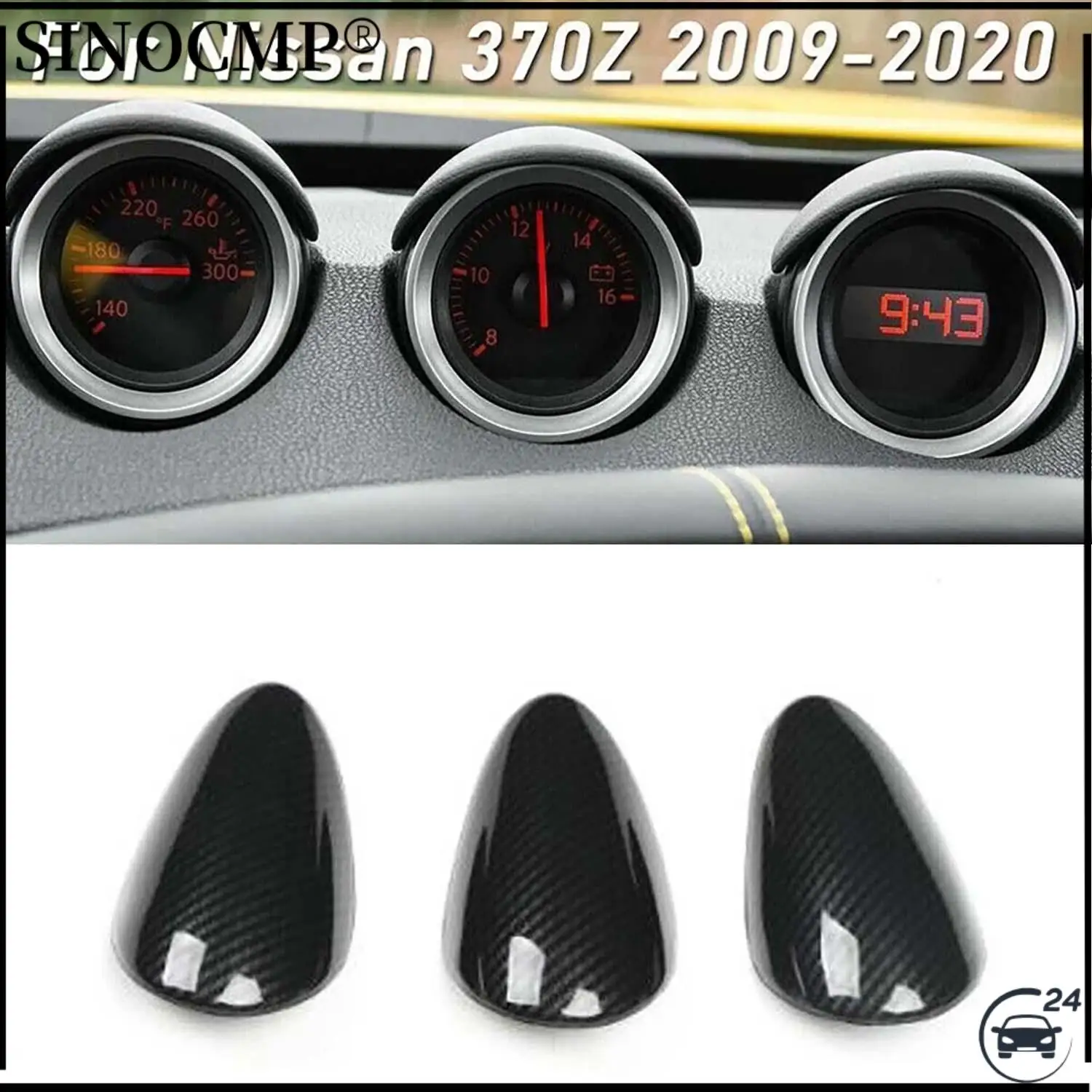 

3Pcs ABS Carbon Fiber Pattern Interior Gauge-Pad Cover Trim For Nissan 370Z 2009-20 Car Interior Decor Accessories Stickers
