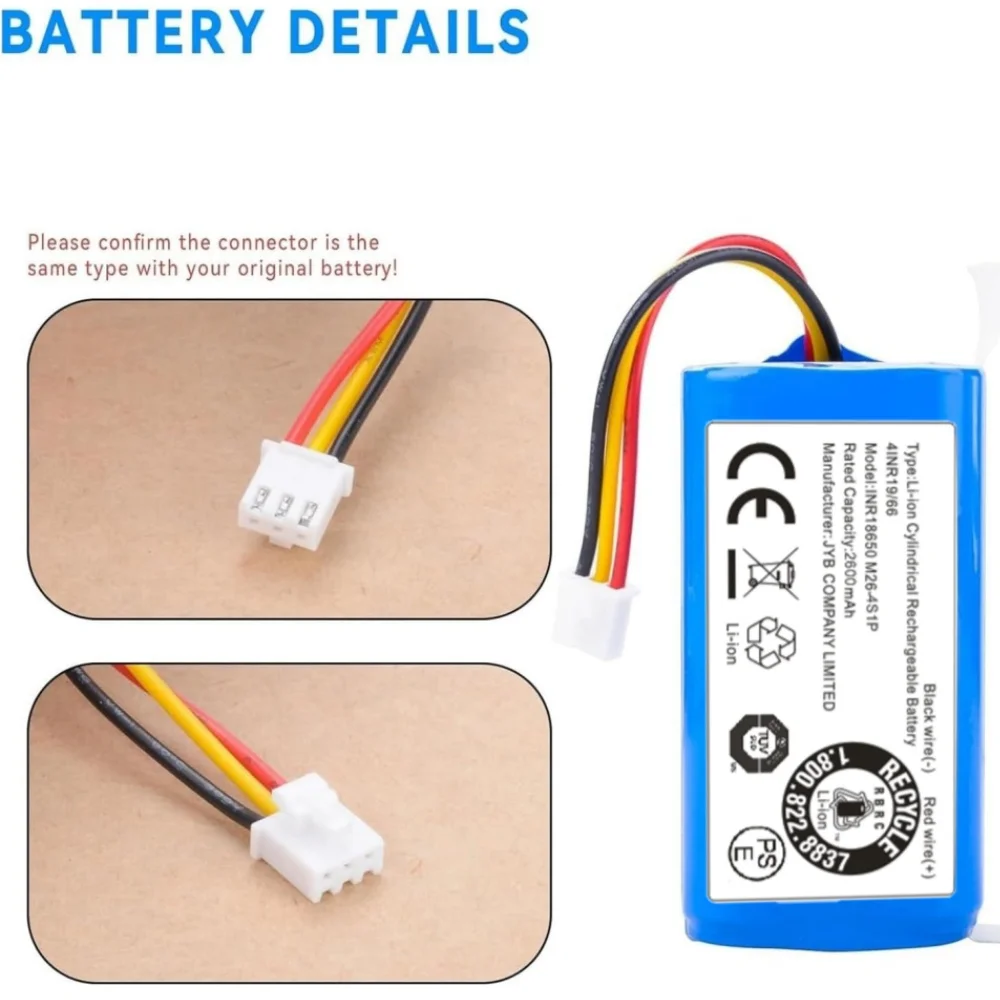

2600mAh Li-ion Battery for CECOTEC Conga 2299/2299 Ultra Home Vital Robot Vacuum Cleaner ICR18650-14.