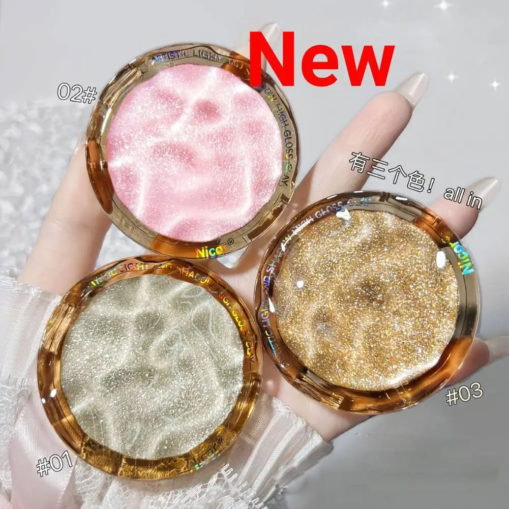 3colors Galaxy Highlighter Powder Palette Glitter Diamond Shimmer Highlighter Face Contour Cosmetics Waterproof Lasting Makeup