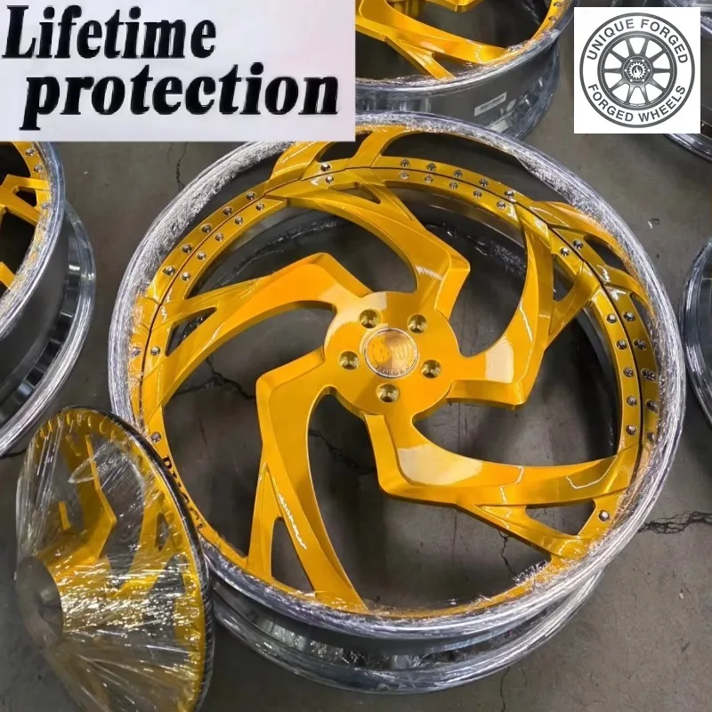 26 Style Gold 2 Piece 20 22 24 26 28 30 Inch 5x120 6x135 6x139.7 8x170 8x180 Alloy Forged Wheels For F‑body For C8 For F150 Pass