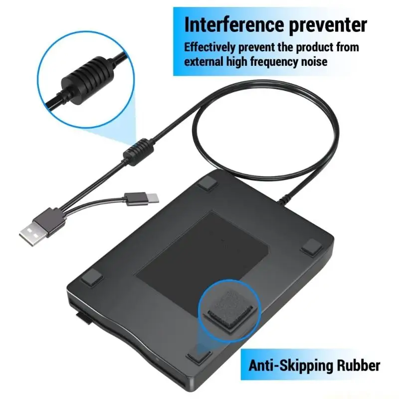 Portable Floppy Disk Reader With Double Ports and Quick Setup for Professionals