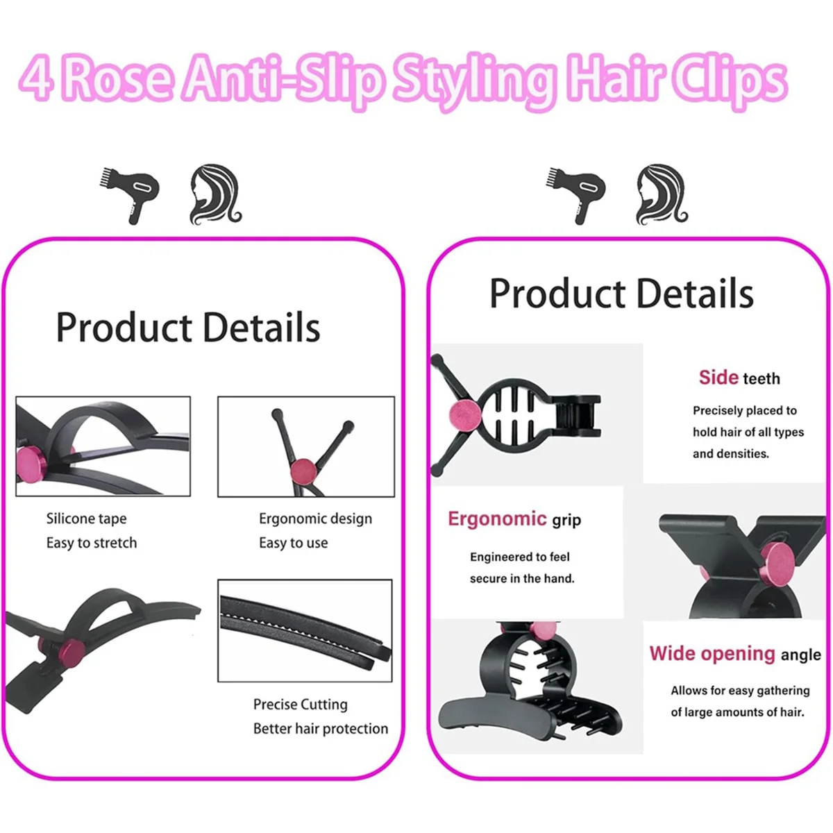 ABVS Hair Clips for Dyson Hair Dryer and Airwrap Styler Hair Dryer Attachments Rose