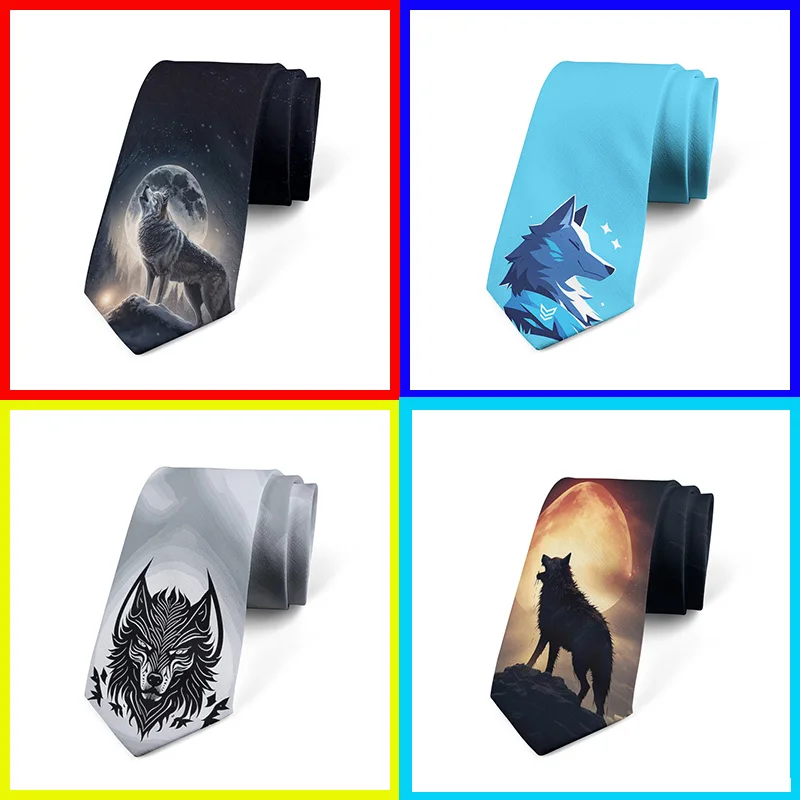 Funny wave head printed tie adult 8cm wide polyester slim shirt suit party accessories fashion personality tie holiday gift