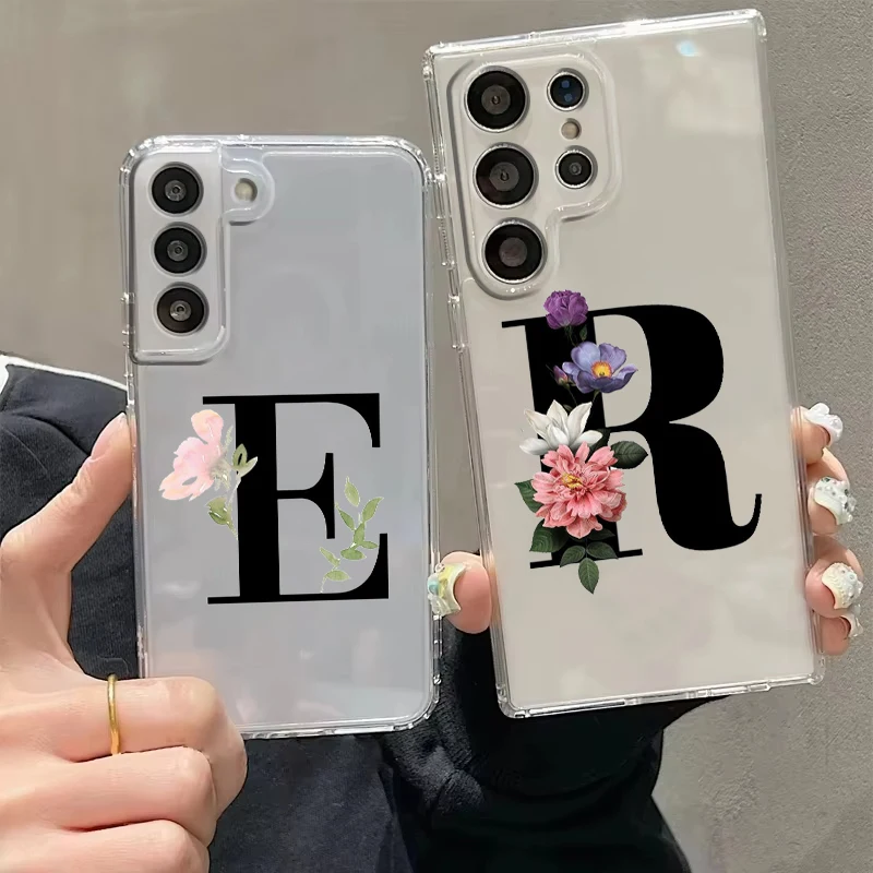 Flower Letters I Phone Case For Samsung Galaxy S26 S25 S24 Plus S23 FE S22 S21 S20 Ultra 5G S10 Soft Clear Cover
