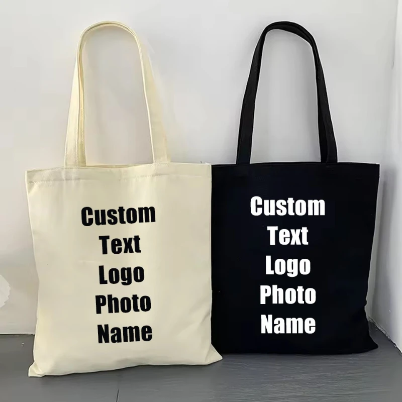 

Personalized Print Name Logo Picture Tote Bag Print Handbag Large Capacity Ladies Shopping Pouch Wedding Back To Gift Book Bags