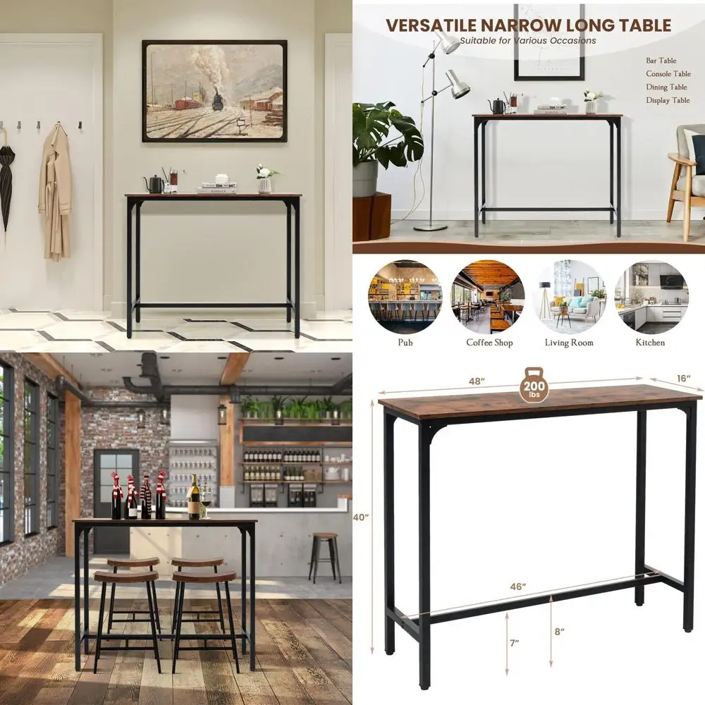 

Компактный обеденный стол 48 дюймов со стальным основанием, регулируемой высотой для использования в пабе или на стойке, идеально подходит для кухни, прихожей или коридора