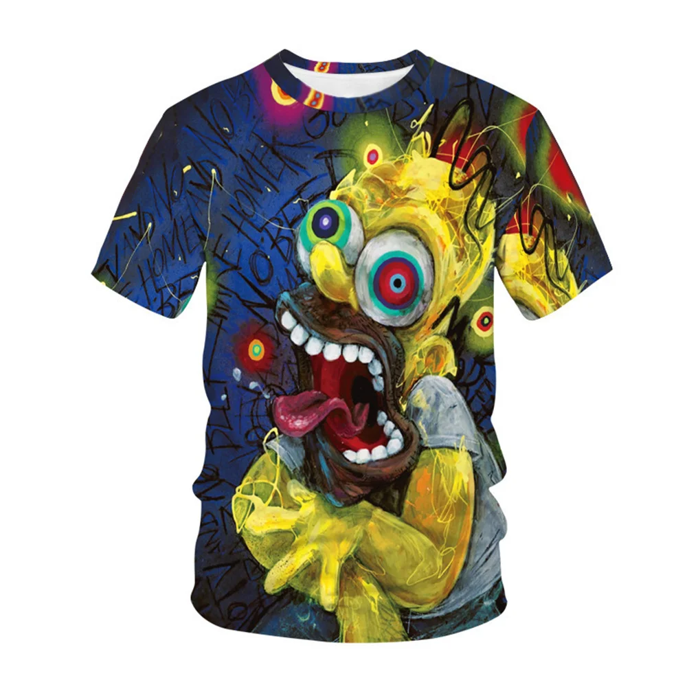 Disney The Simpsons Men's 3D Printed T-shirt Fashion Creative Outdoor Sports Short Sleeve Top Anime Neighbor Women's Clothes