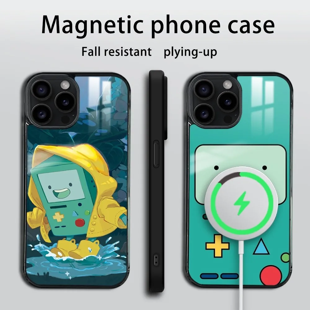 C-Cartoon adventure time Phone Case For iPhone 16 15 14 13 12 11 PRO MAX PLUS Mini Magnetic wireless mirror phone case