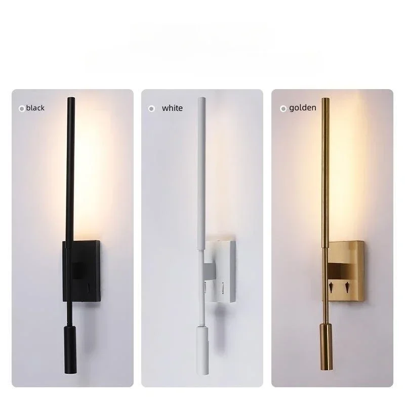 Modern Minimalist Long Rotating Art Wall Lamp Bedroom Bedside Reading Light Living Room Sofa Led Lights Interior Home Decor