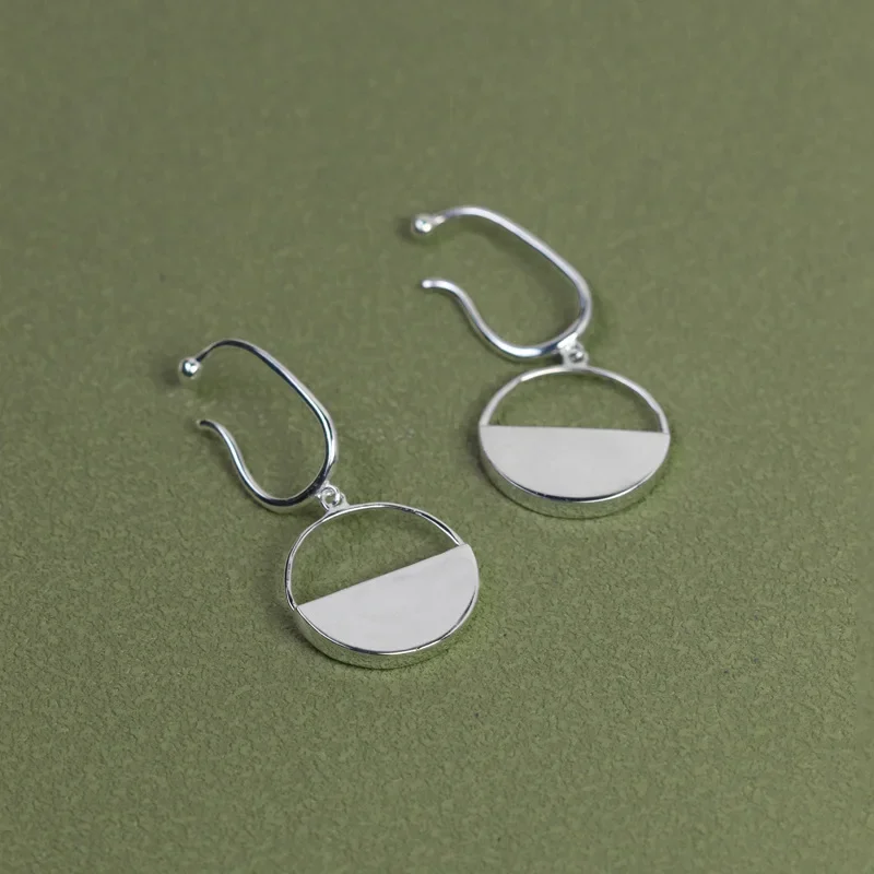 أقراط من الفضة الإسترليني نصف دائرية على شكل زهرة قابلة للترتيب على شكل سفينة زهور #6