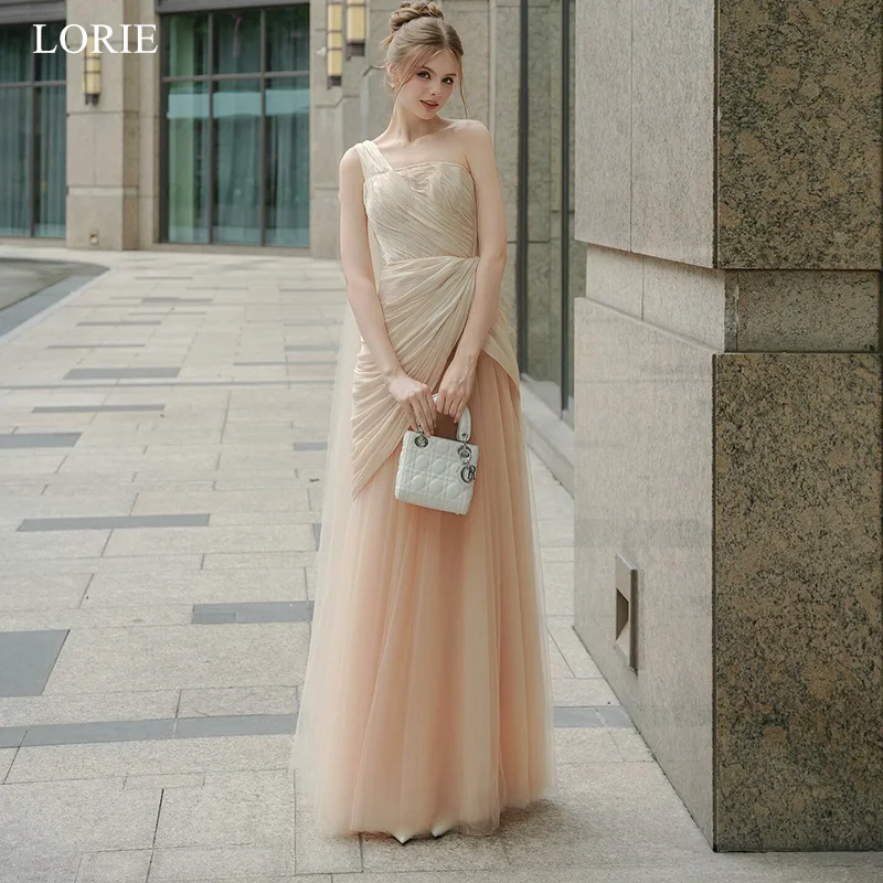 

LORIE Elegant Evening Dress Draped One Shoulder Tulle Draped Party Dresses Formal Pleats Prom Gowns Customized