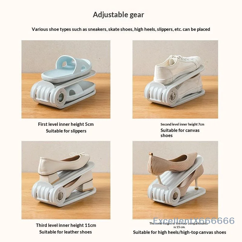 

Adjustable Height Shoes Storage Rack 3 Level Organizer for High Heels Sneakers Stackable Shoe Shelf for Closet Dorm Room