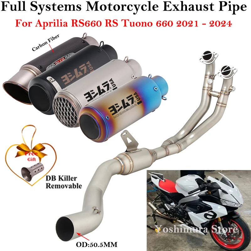 

Motorcycle Exhaust Full Systems For Aprilia RS660 RS Tuono 660 2021 - 2024 Front Link Pipe Escape Carbon Fiber Muffler DB Killer