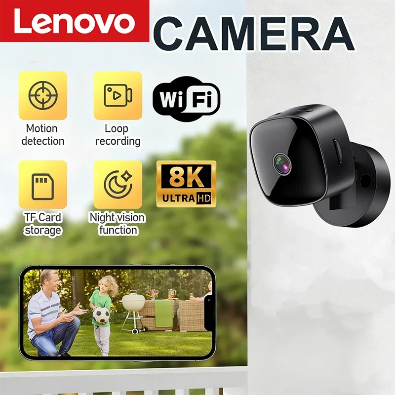 Lenovo 8K HD Mini Camera Wireless Security Wifi Camera Remote Monitoring Home Smart Surveillance Camcorder Protection 2026New